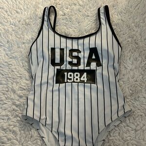 Women’s USA Black & White One Piece Swimsuit Small